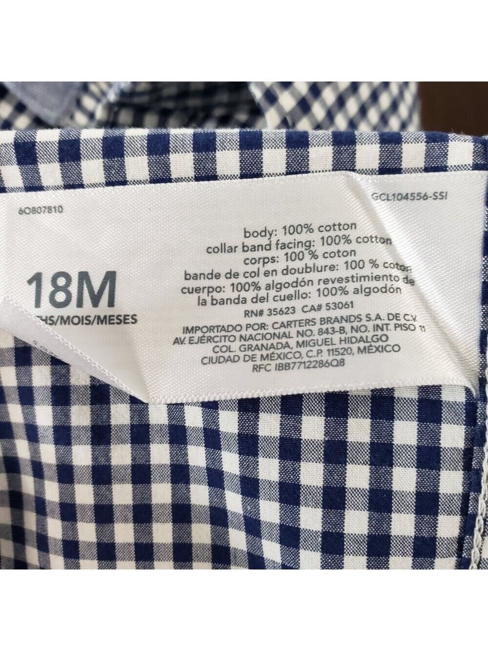 OshKosh Boys 18M Blue Gingham Button Up Shirt Short Sleeve - Picture 5 of 8